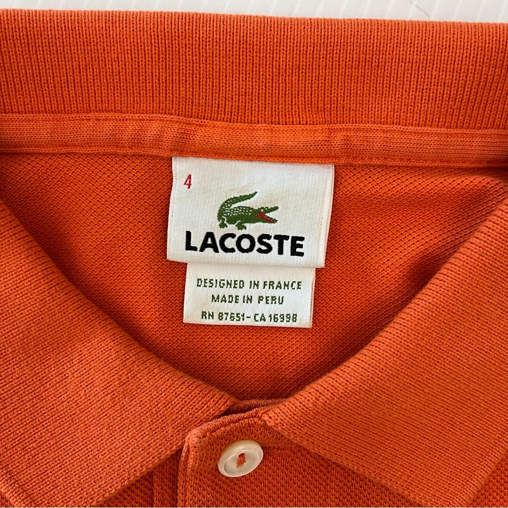 Lacoste Classic Fit Polo Shirt Orange Size 4/Small - Picture 3 of 7